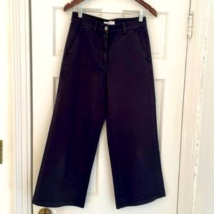 Everlane Black Wide Leg Cropped Trousers, Sz 4